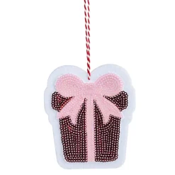 Cadeau de Noël à sequins à suspendre L11,5cm (2 modèles)