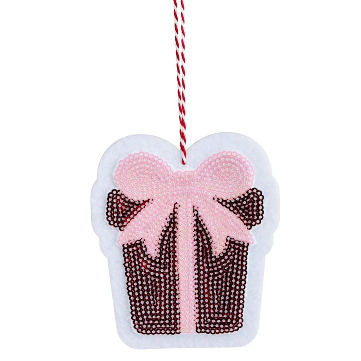Cadeau de Noël à sequins à suspendre L11,5cm (2 modèles)