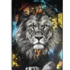 Cadre déco en bois colorful photo lion 50x70cm