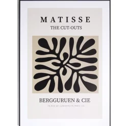 Cadre déco en bois inspiration Matisse motif abstrait noir 50x70cm