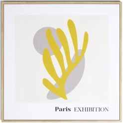 Cadre déco en bois inspiration Matisse jaune 30x30cm
