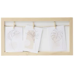 Cadre photo bois jute avec 3 pinces 22,5x42.5cm (2 modèles)