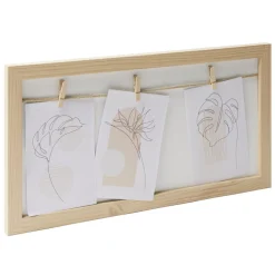 Cadre photo bois jute avec 3 pinces 22,5x42.5cm (2 modèles)