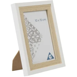 Cadre photo bois naturel blanc 14x19cm pour photo 10x15cm