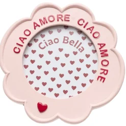 Cadre photo à poser Ciao Amore rose et rouge Ø17,5xH19cm