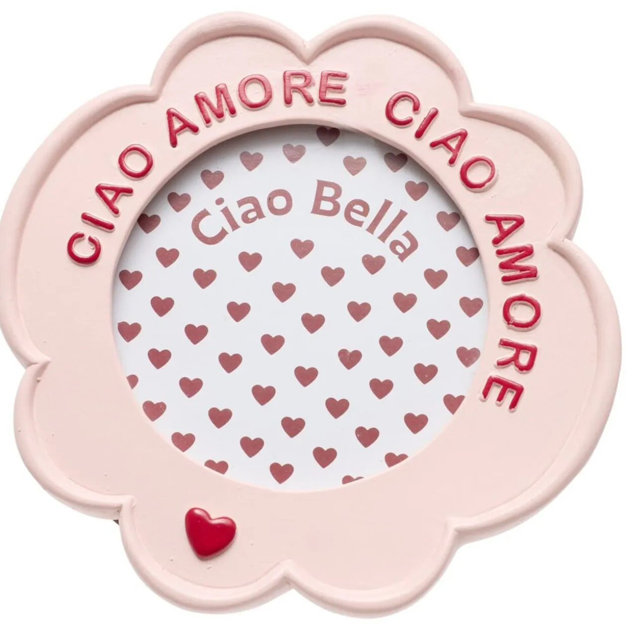 Cadre photo à poser Ciao Amore rose et rouge Ø17,5xH19cm