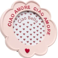 Cadre photo à poser Ciao Amore rose et rouge Ø17,5xH19cm
