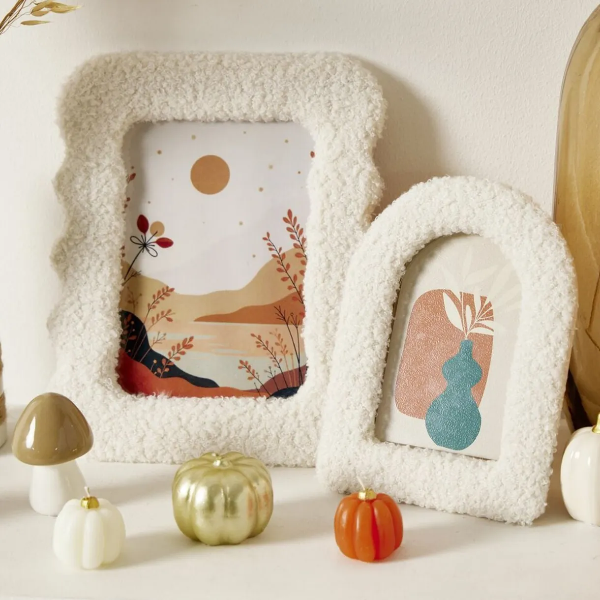Cadre photo tissu bouclette blanc 16x21cm pour photo 10x15cm < Gifi Online