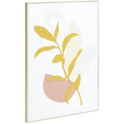 Cadre toile tissé motif végétal en relief 50x70cm (2 modèles)