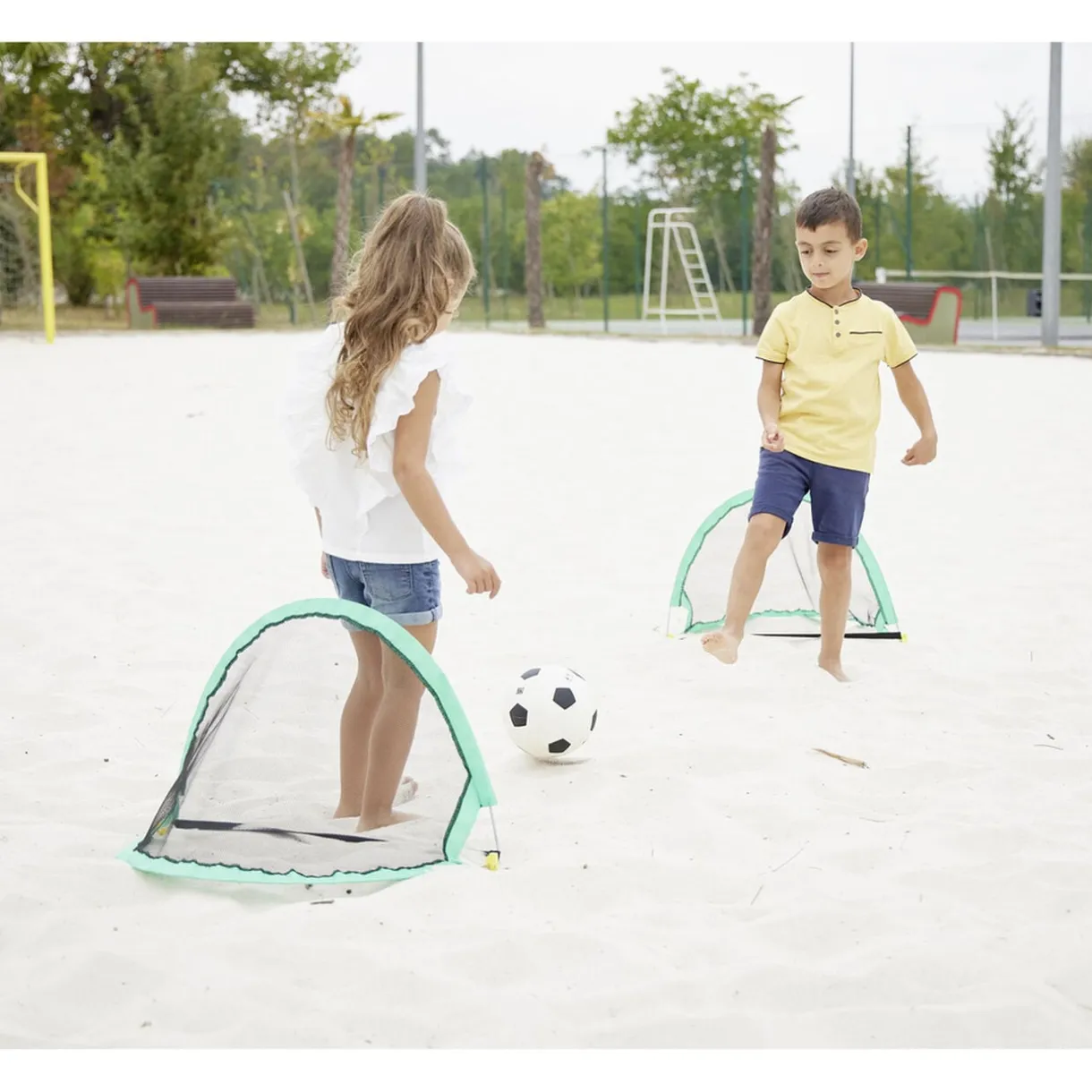Cage de foot pop-up pliable bleu 60x40xH40cm (2 pièces) < Gifi Outlet
