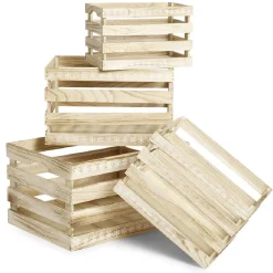 Cagette en bois motif flocon blanc 44x33xH25cm