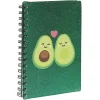 Cahier à spirale paillettes motif avocat format A5 vert 160 pages