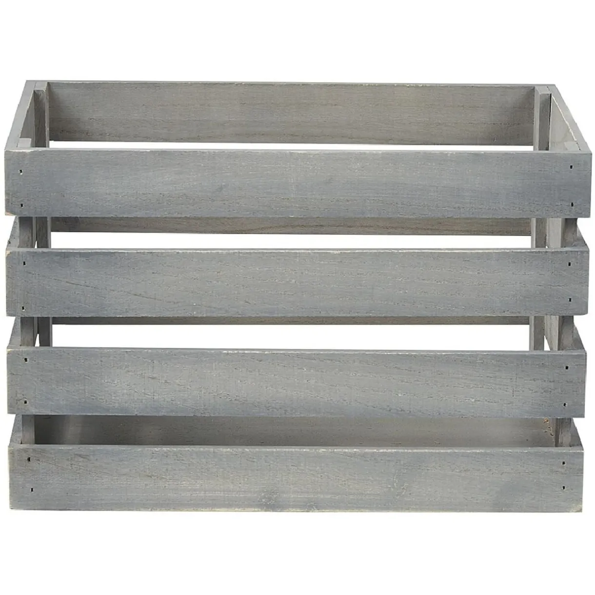 Caisse de rangement en bois gris < Gifi