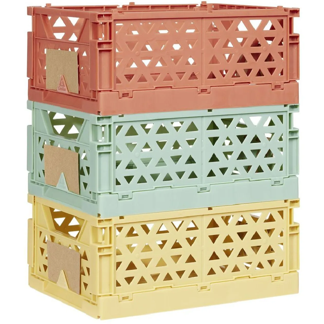 Caisse pliable avec porte-étiquette vert L17xl12,5xH7cm