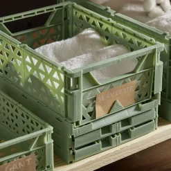 Caisse pliable avec porte-étiquette vert L25xl16,5xH10cm < Gifi Clearance