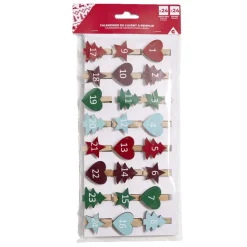 Calendrier de l'Avent à remplir avec pinces en bois et sachets 24 pièces