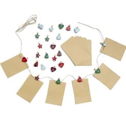 Calendrier de l'Avent à remplir avec pinces en bois et sachets 24 pièces