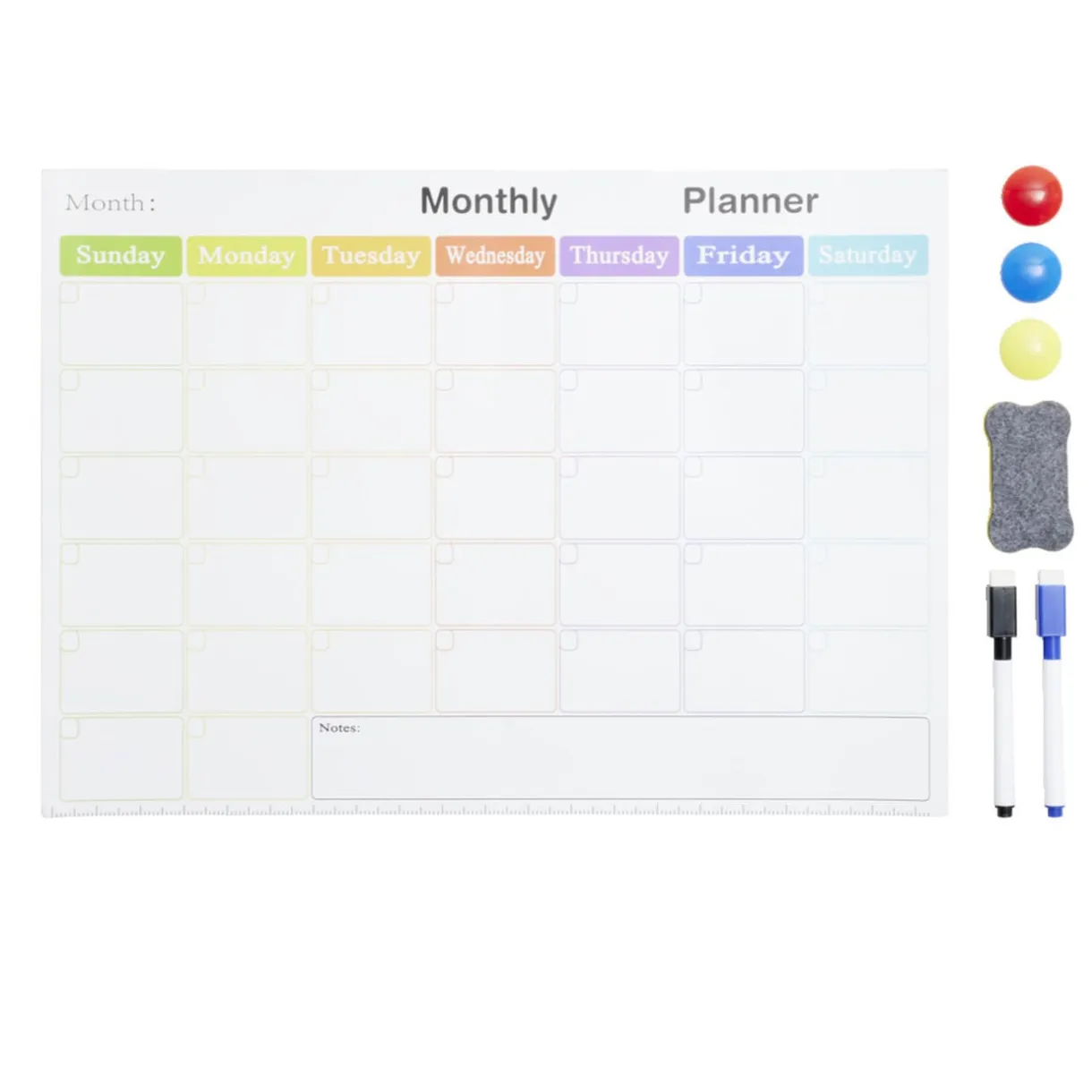 Calendrier mensuel magnétique et 7 accessoires 42x30cm < Gifi