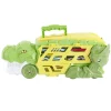 Camion transporteur dinosaure avec 4 véhicules vert 44x29xH19cm