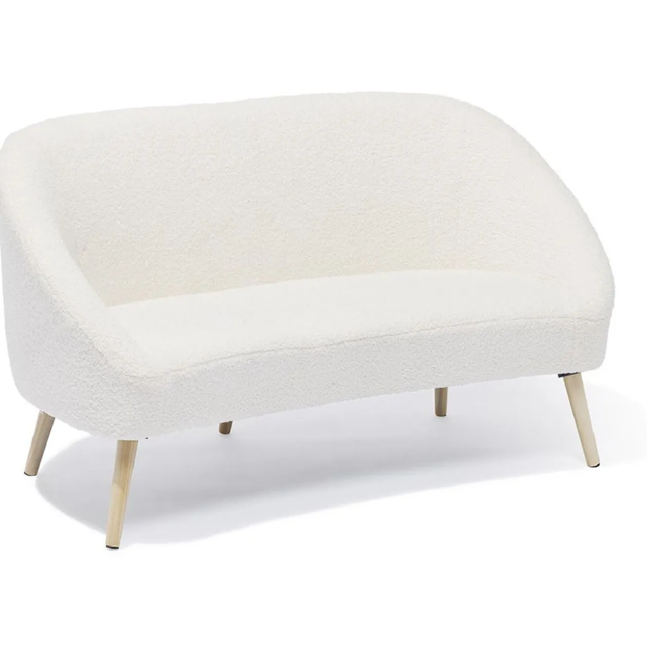 Canapé Joseph curly effet laine bouclée blanc - L137xP69xH79 d