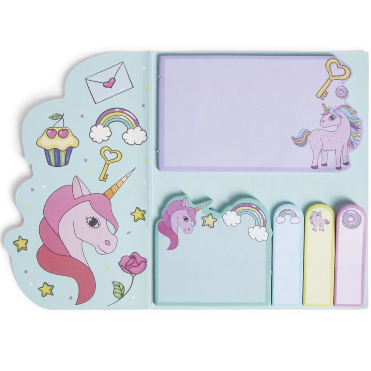Carnet de notes adhésives enfantin 12x14,5cm - 2 modèles licorne ou dinosaure
