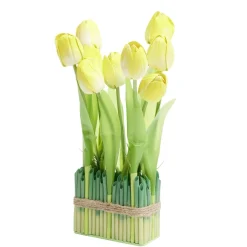 Carré de tulipe artificielle rose 15x8xH39cm