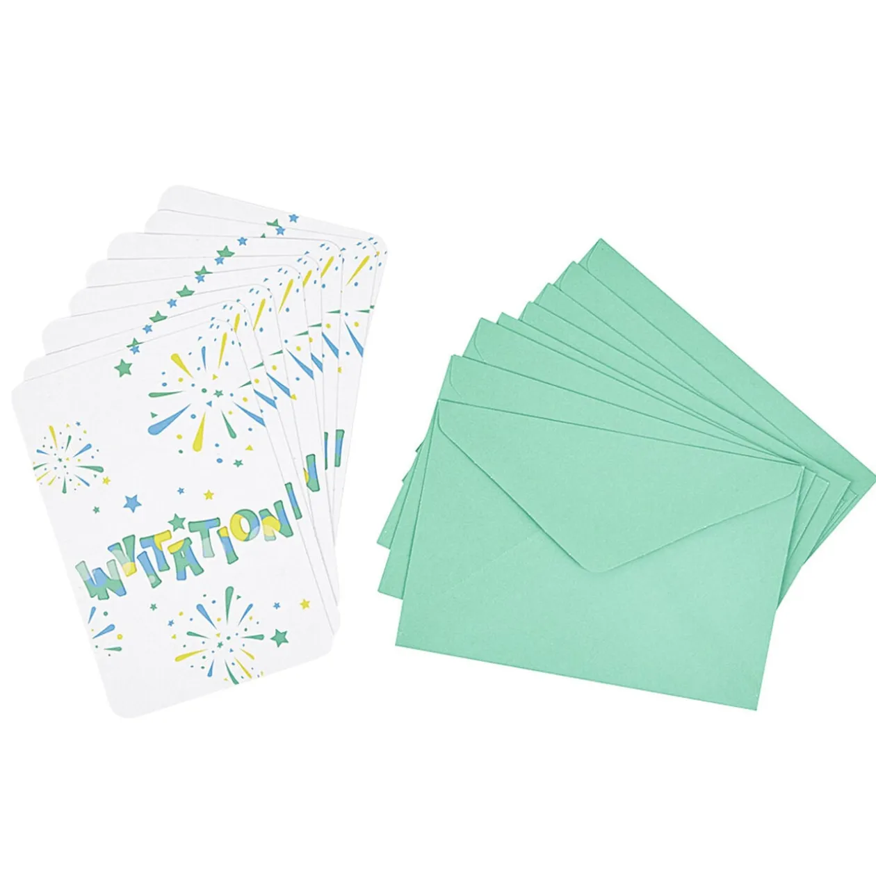 Carte d'invitation feux d'artifice avec enveloppe x 8