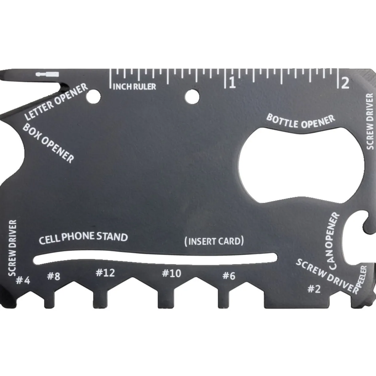 Carte d'outil multifonctions en métal noir 5,4x8,5cm < Gifi Sale