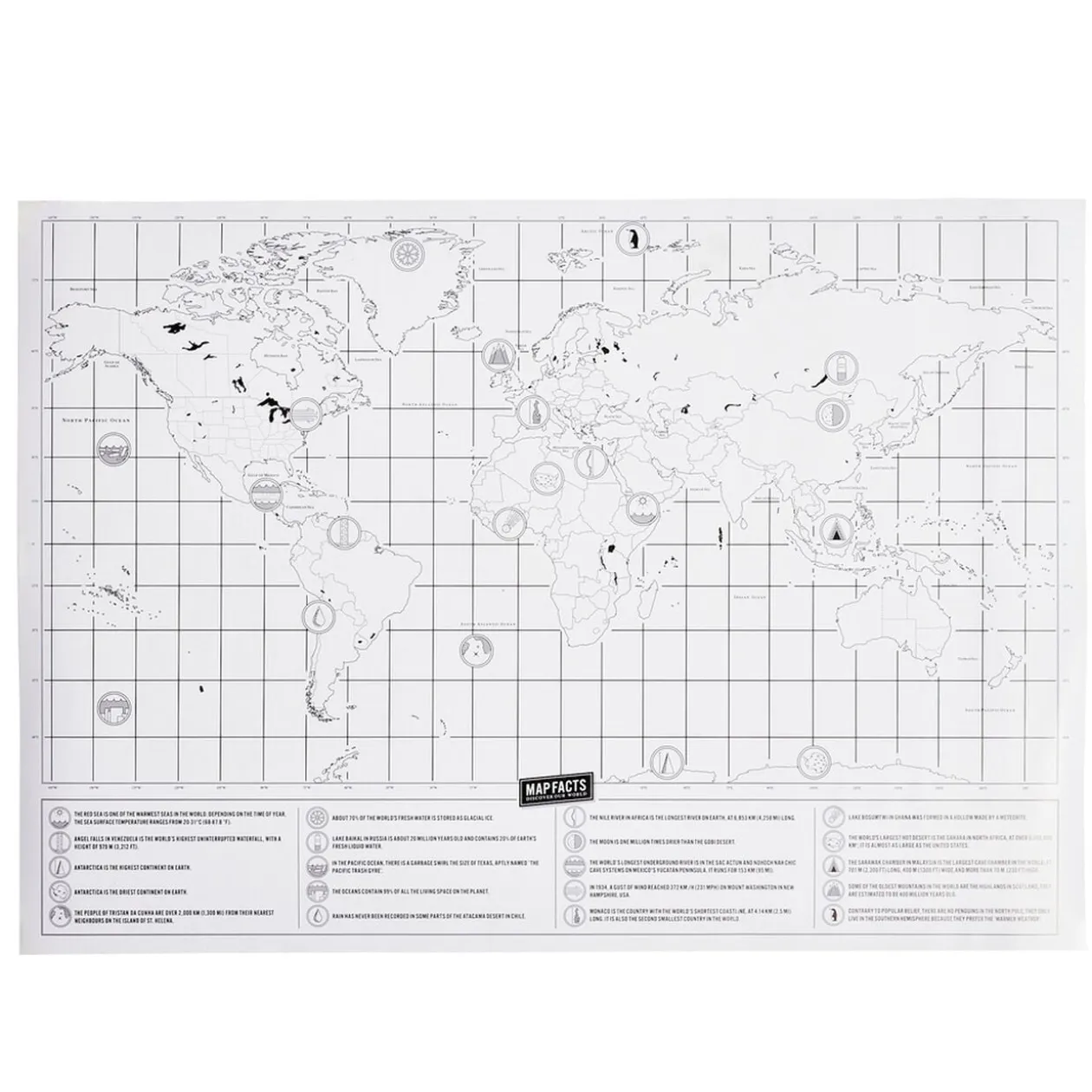 Carte du monde à gratter en papier 30x60cm