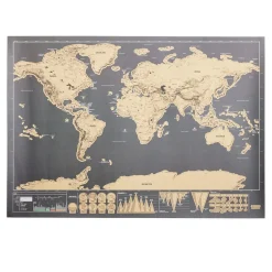 Carte du monde à gratter en papier 30x60cm