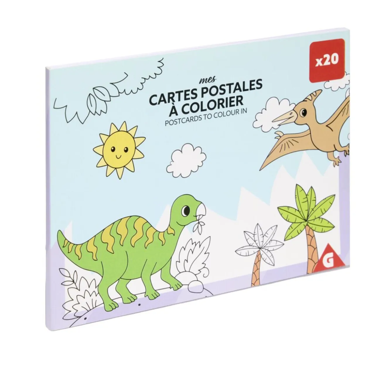 Carte postale à colorier x20 en papier 16,5x12cm (2 modèles)