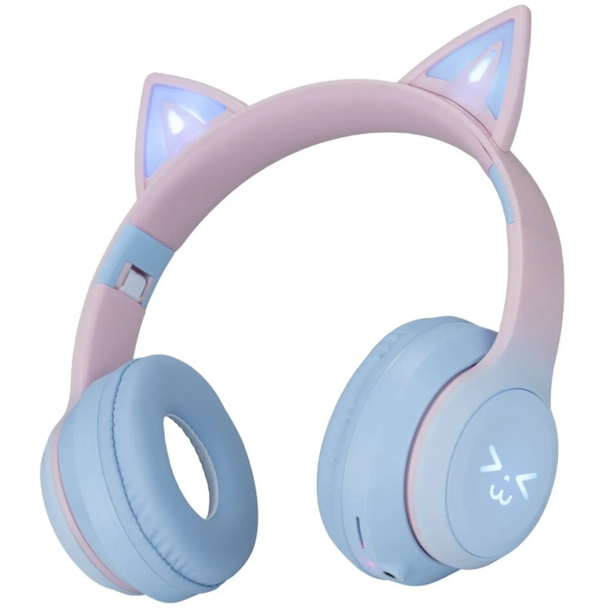 Casque audio enfant oreille chat LED RGB bluetooth USBC et micro (3 modèles)