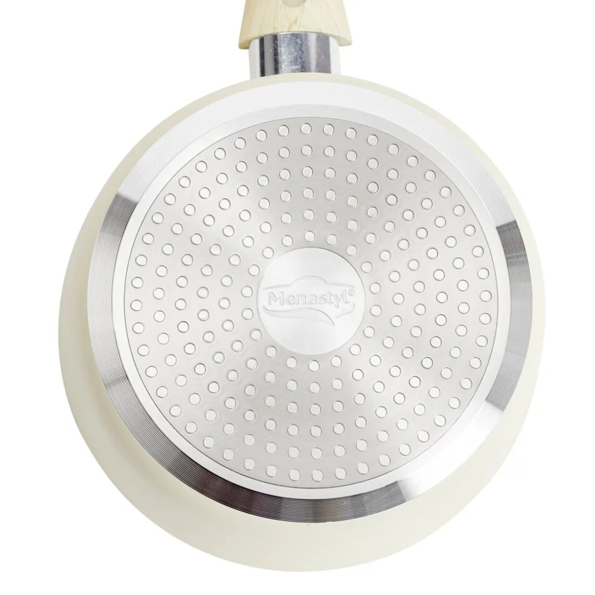 Casserole poignée effet bois aluminium et céramique beige Ø18cm < Gifi Hot