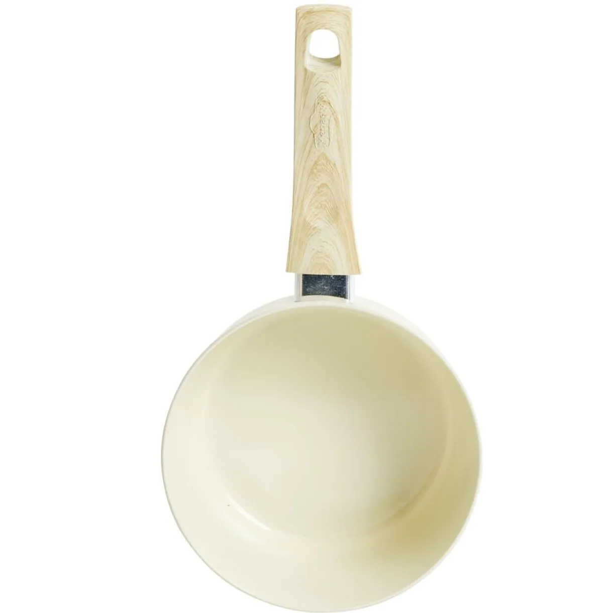 Casserole poignée effet bois aluminium et céramique beige Ø18cm < Gifi Hot