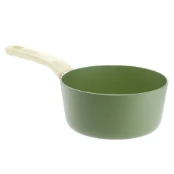 Casserole revêtement céramique vert olive poignée effet bois Ø18cm tous feux < Gifi Discount