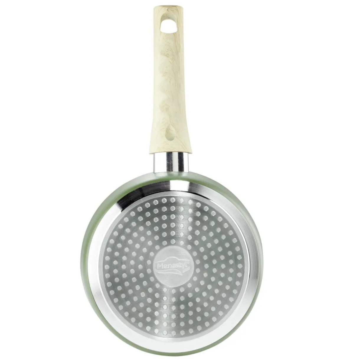 Casserole revêtement céramique vert olive poignée effet bois Ø18cm tous feux < Gifi Discount