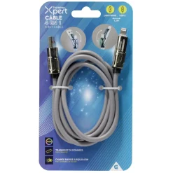 Câble lumineux lightning USB USBC 4en1 RGB 1,2m (4 modèles) < Gifi Outlet