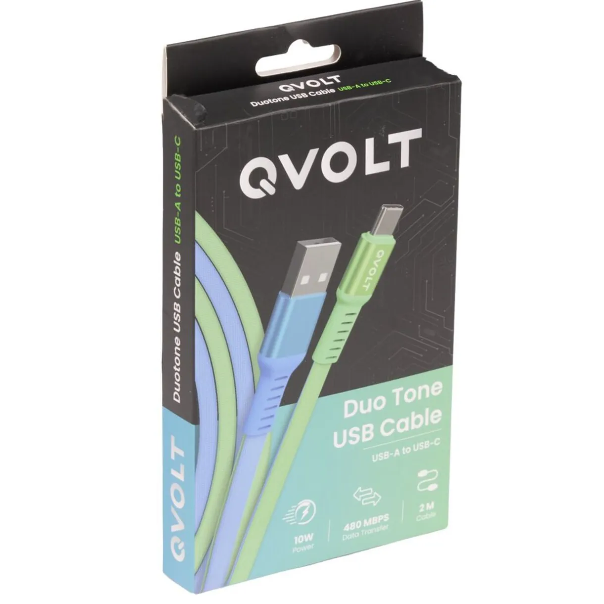 Câble USB-A vers USB-C charge rapide bicolore vert et bleu 2m < Gifi Online