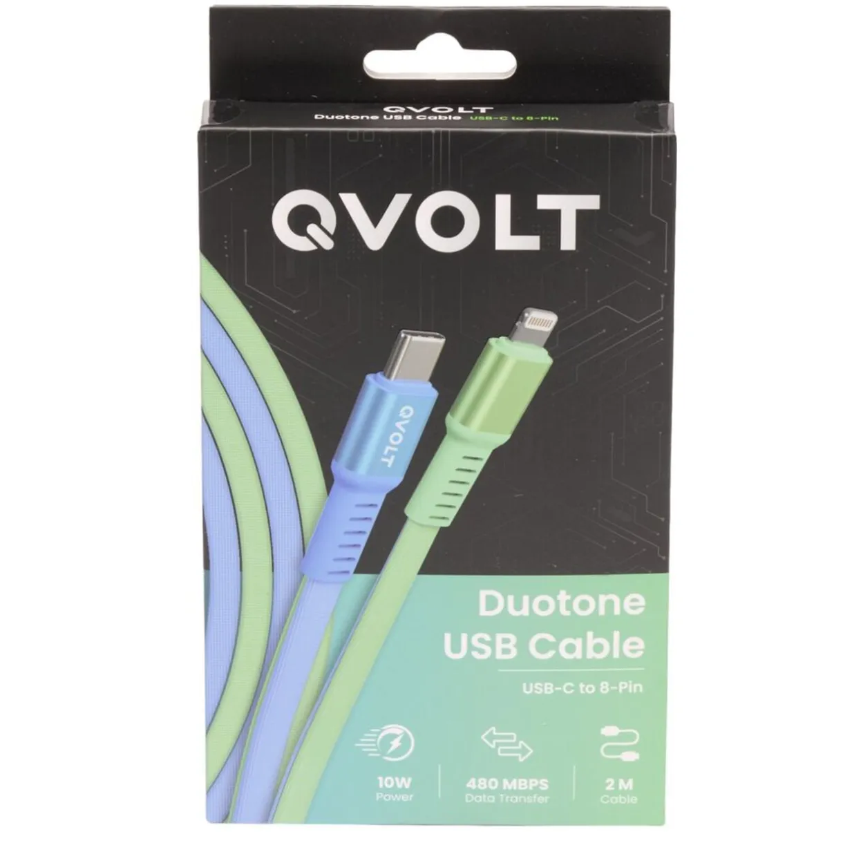Câble USB-C vers Lightning charge rapide bicolore vert et bleu 2m < Gifi Hot