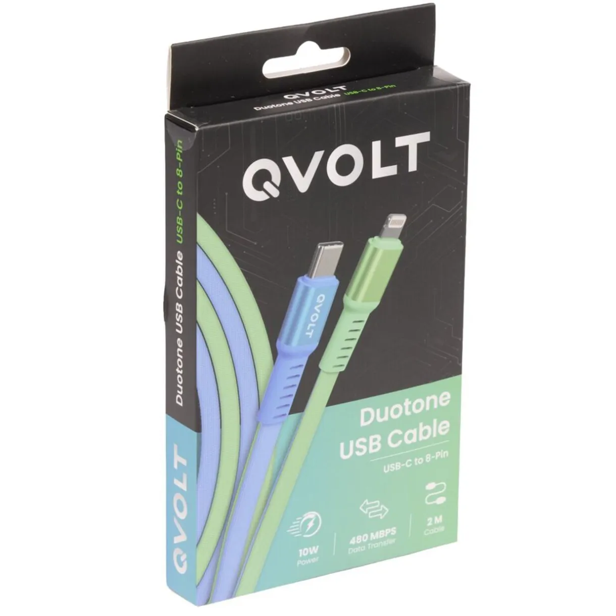 Câble USB-C vers Lightning charge rapide bicolore vert et bleu 2m < Gifi Hot