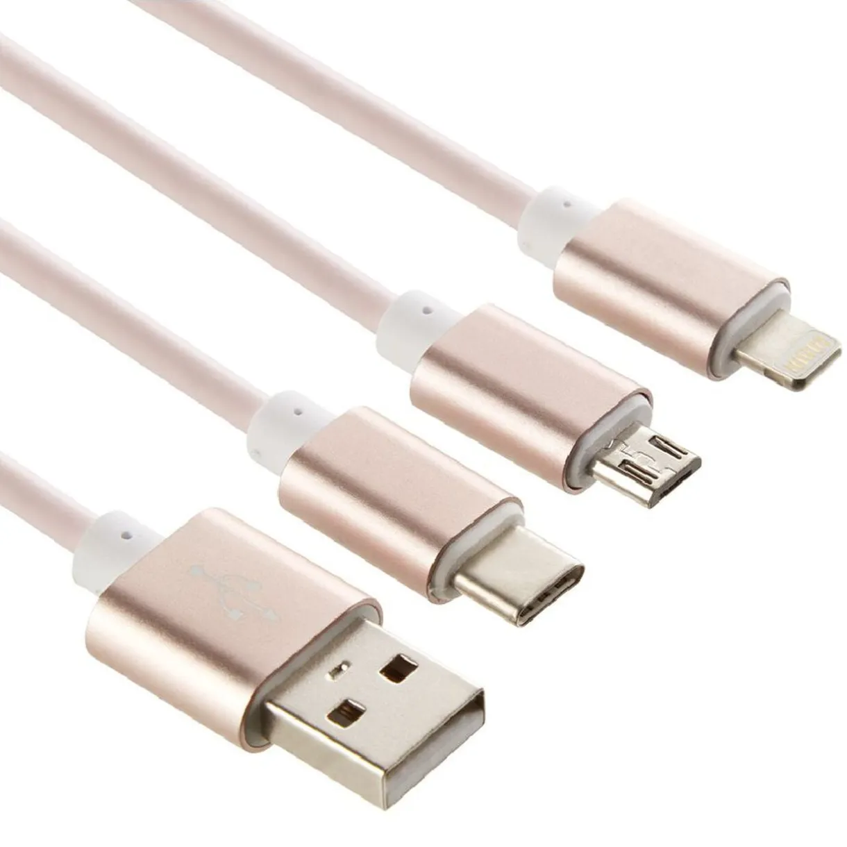 Câble USB 3 en 1 avec connecteurs USB-C/micro USB/Lightning < Gifi