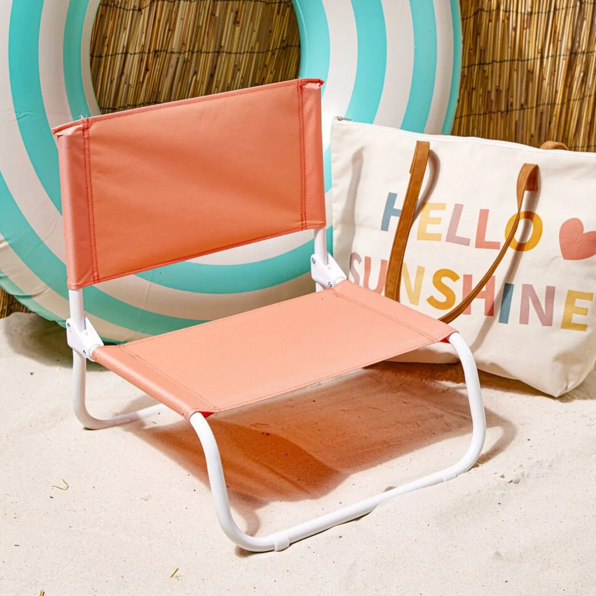 Chaise de plage acier et textilène rouge corail 44x42xH48cm < Gifi Outlet