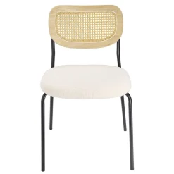 Chaise Pietra métal noir dossier bois assise bouclette beige 51x52xH80,5cm < Gifi Discount