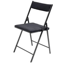 Chaise pliante Ninon métal et velours noire L43xP47xH78,5cm < Gifi Online