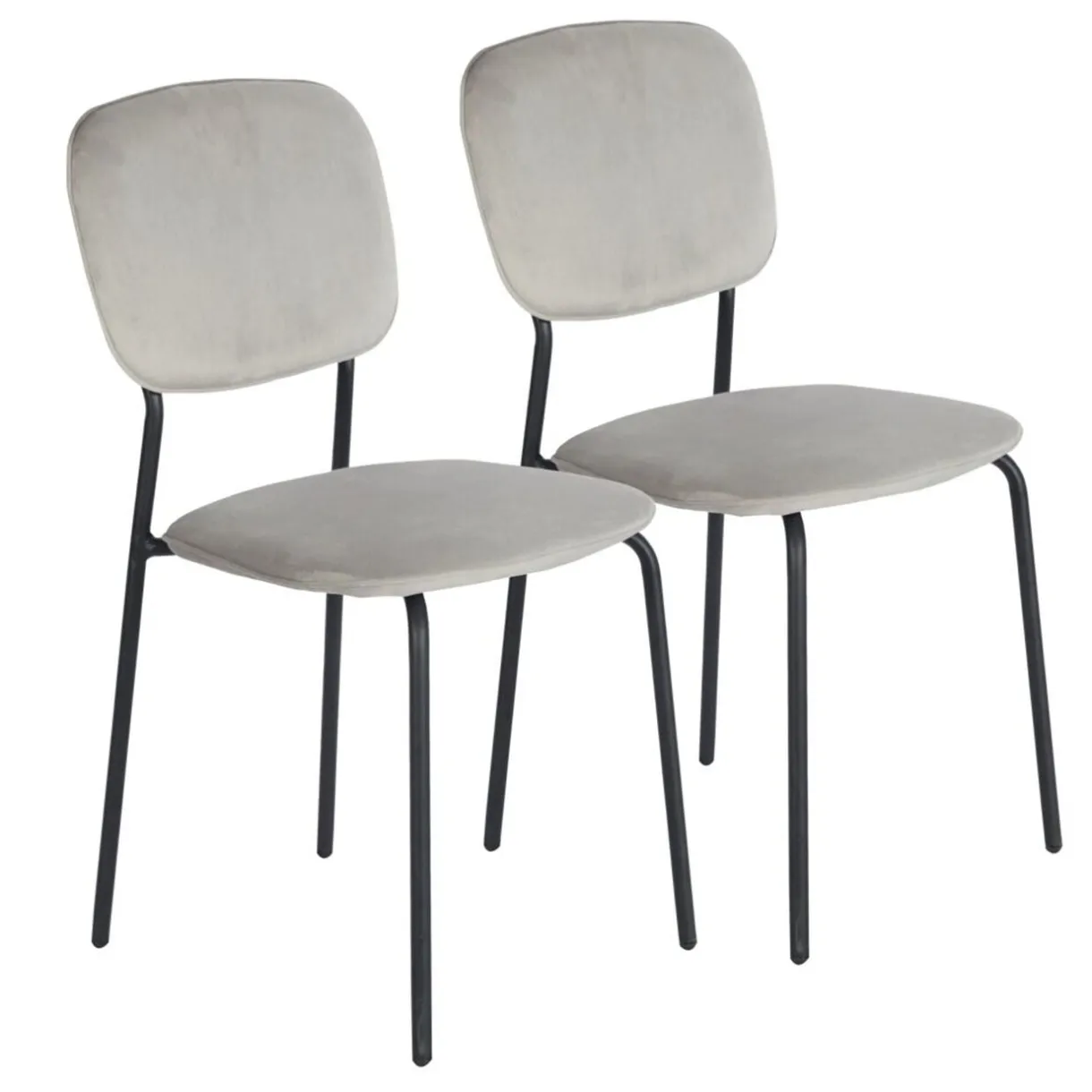 Chaise velours Morgane gris 49x45xH86cm x2 < Gifi Best