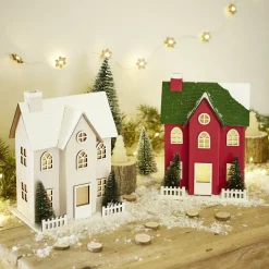 Chalet de Noël lumineux H20,5cm - 2 coloris rouge ou blanc < Gifi Discount