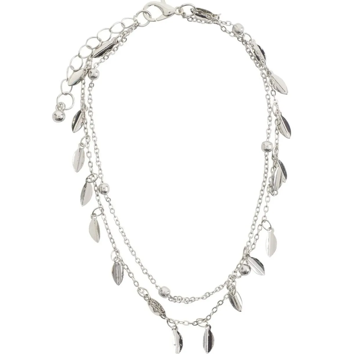Chaîne cheville pampilles et perles métal argenté Ø11cm < Gifi Outlet
