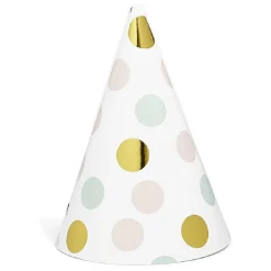 Chapeau de fête blanc à poids rose, vert et doré en carton x 8 < Gifi Hot