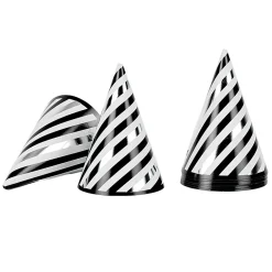 Chapeau de fête rayé noir et blanc en carton x 8 < Gifi Hot