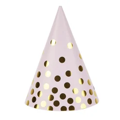 Chapeau de fête rose à poids doré en carton x 8 < Gifi Clearance